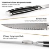 Steak Knife Set of 8, Damascus VG10 Steel Serrated Steak
