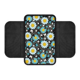 Dreaweet Car Armrest Cover Hippie Flower Car Accessories for Women Interior Universal Arm Rest for Truck SUV Center Console Pad Cover Protector Soft Armrest Seat Box with 2 Storage Pockets