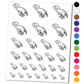 Sad Tyrannosaurus Rex Dinosaur Temporary Tattoo Water Resistant Fake Body Art Set Collection - Red (One Sheet)