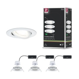 Paulmann Nova Coin 92455 LED Recessed Light Round 84 mm 50° 3 x 2.8 W 3 x 505 lm 230 V 4000 K Matte White