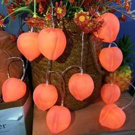 Peach String Lights,Peach Decor Night Light Battery Powered Pink Peach Fairy Lights for Kitchen Birthday Christmas Bedroom Fruit Party Decoration (Peach-A, 1.65M/10LED)