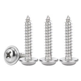 Drenky M4x20mm Flange Self Tapping Screws M4 Small 304 Stainless Steel Screw 50 Pcs Multi-Purpose Phillips Pan Head With Washer for Wood, DIY & Construction Hardware