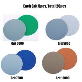 Water Grinding Abrasive Paper Grit 3000/5000/7000/10000 for Flocking Sandpaper Pad Hook & Loop Sanding Disc Electric Grinder Accessory 74-76mm 3 inches 20pcs/Lot NAITESITOOLS