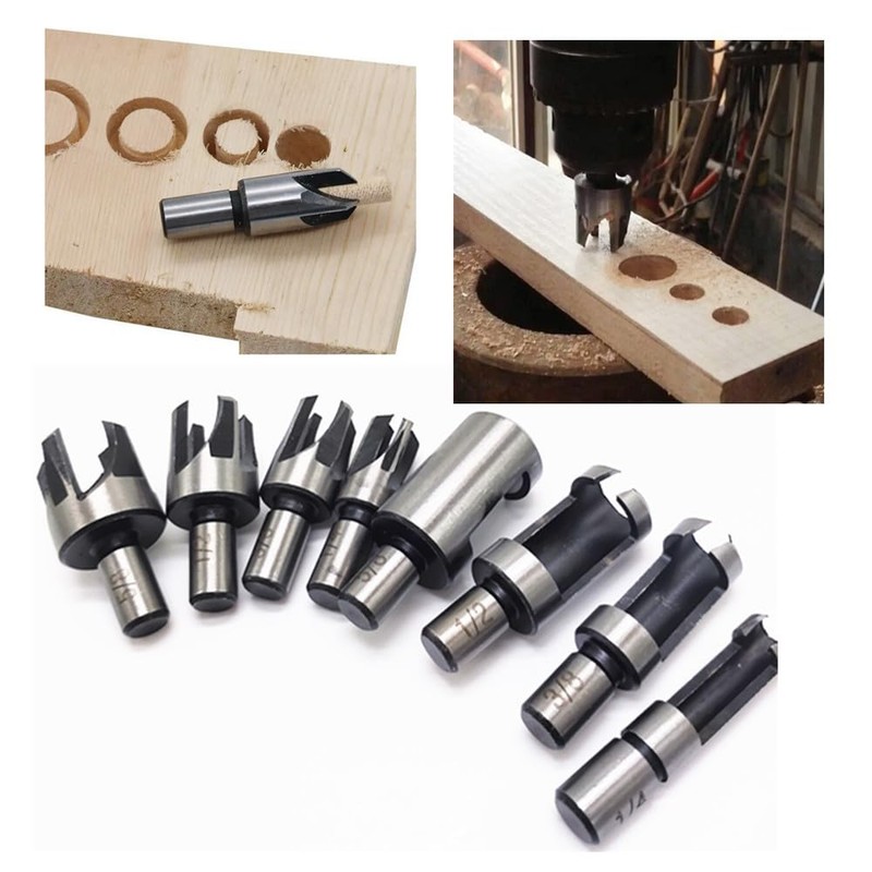 8Pcs Wood Plug Cutter Drill Bit Set, High Carbon Steel