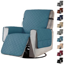 Kimgull Recliner Chair Cover Sofa Slipcover Lift Armchair Arm Rest Protective Seat Covers Adjustable Non-Slip Reclining Couch Furniture Protector with 3 Pockets(Blue-Green,Large)