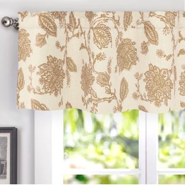 DriftAway Freda - cortina oscurecedora de mezcla de lino floral jacobeo, con aislamiento térmico, ahorro de energía, bolsillo para barra, 2 capas, individual de 52 x 18 pulgadas, más cabecera de 2 pulgadas, color azul clásico