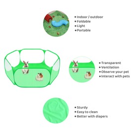 Small Animals C&C Cage Tent, Breathable & Transparent Pet Playpen Pop Open Outdoor/Indoor Exercise Fence, Portable Yard Fence for Guinea Pig, Rabbits, Hamster, Chinchillas and Hedgehogs