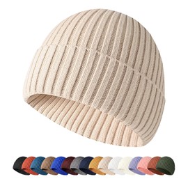HiRui - Gorro de punto para hombres y mujeres y niños, gorras de invierno clásicas y cálidas, Beige, Talla única