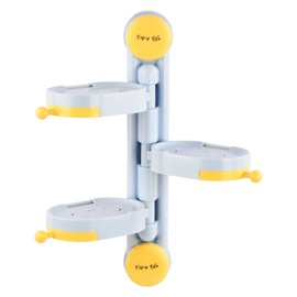 Shower Caddy Suction Cup Set, Removable Bathroom Organiser with Suction Cup, Soap Holder No Drilling, Wall Mounted Bathroom Storage for Shampoo, Shower Gel, Hair Conditioner, Soap, Blue and Yellow