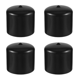 4 PCS Rubber End Caps Soft PVC 2" (50mm) Durable Rubber Pipe Cover Black Round End Cap Cover PVC Plug Thread Protective Sleeve Plastic Caps for Metal Tubing Fences Chair & Furniture Legs