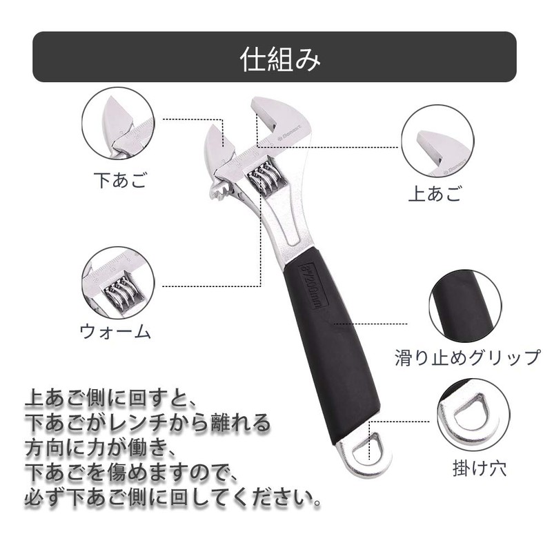Donext CR-V Monkey Wrench, 7.9 inches (200 mm), Maximum Opening