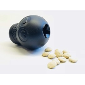 SodaPup Mutts Kick Butt Dog Toy - Natural Rubber Magnum Black Sugar Skull Dog Chew Toy and Treat Dispenser for Aggressive Chewers, Guaranteed Tough, Made in USA