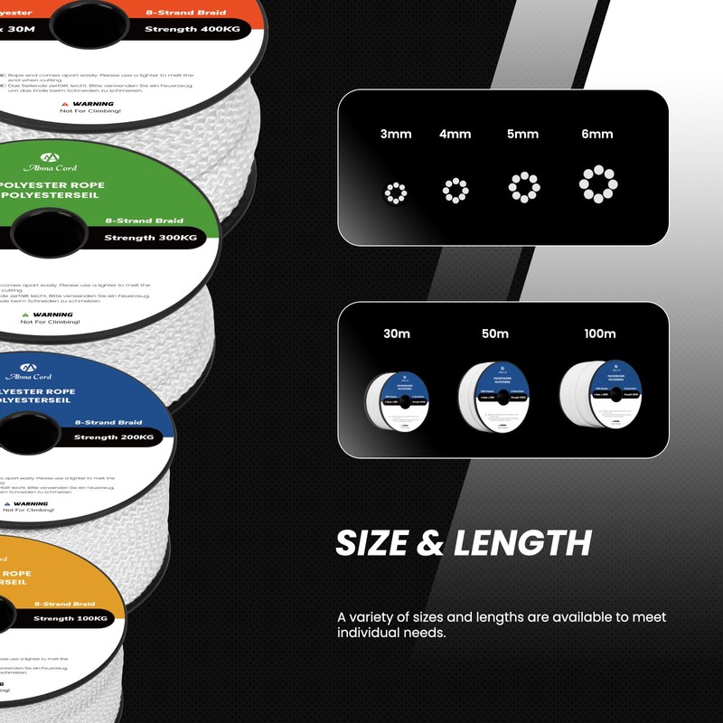 Abma Cord Polyester Rope Cord 3 mm x 30 m