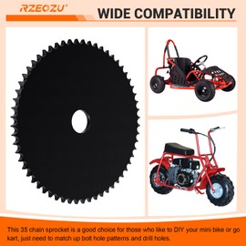 RZEOZU DIY Steel Go Kart Sprocket 35 Chain 60 Tooth 1-3/8" Bore Replacement for Mini Bike Go Kart Cart Powersports Parts