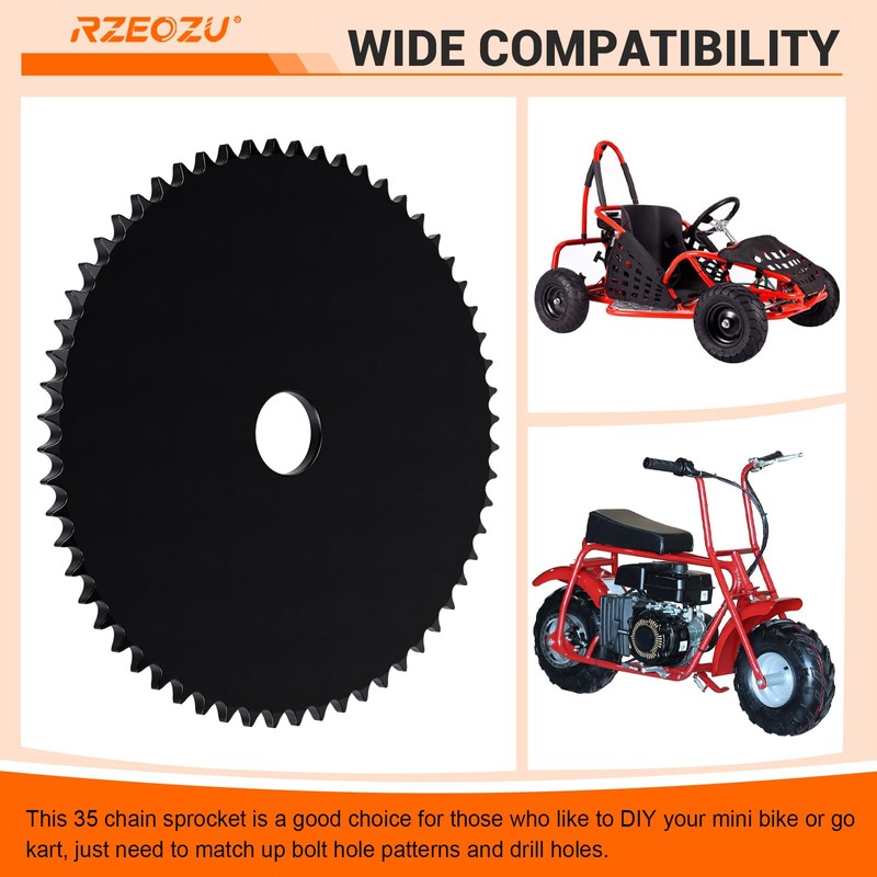 RZEOZU DIY Steel Go Kart Sprocket 35 Chain 60 Tooth