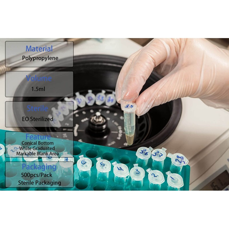 BKMAMLAB - Tubos de microcentrífuga de 1,5 ml, 500 unidades,