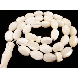 Mother-of-Pearl Shell Tespeh Prayer Mala 99 Beads on Knotted String