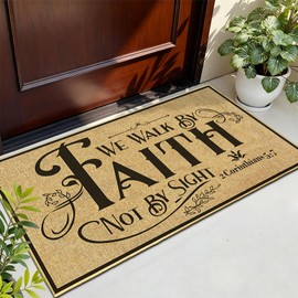 Christian Door Mat Welcome Rugs for Front Indoor Outdoor Entrance 17"x 30"