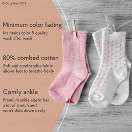 CozyWay Toddler Girl Socks With Grippers Non Slip Ankle Grip Socks for Girls Soft Comfy Cotton - 3T-5T Multi Color Pink - 12 Pack
