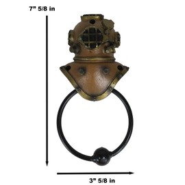 Ebros Gift Nautical Marine Bronzed Steampunk Diving Helmet Decorative Door Knocker Crafted Resin with Metal Ring Hardware