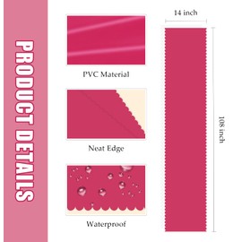 MUNILAIL 12 Pcs Hot Pink Scalloped Table Runner 14 x 108 Plastic Table Runner for Birthday Wedding Baby Shower Party Disposable Table Runner