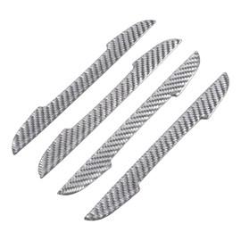 4Pcs Universal Real Carbon Fiber with 2mm Twill Woven Texture Door Edge Guard Paint Scratch Bumper Protector Anti Door Slam Silver Protective Pad Sticker Film for SUV Truck