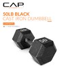 CAP Barbell Cast Iron Hex Dumbbell, Black, Single, 50 lb