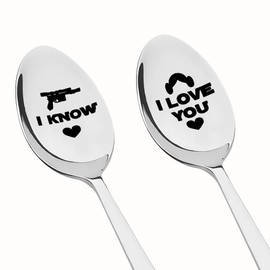 Mom Dad Birthday Christmas Gifts for Grandma Grandpa Engraved Couple Tea Coffee Spoon Set for Boyfriend Girlfriend Anniversary Valentines Day Gift for Wife Husband Wedding Engagement Gift
