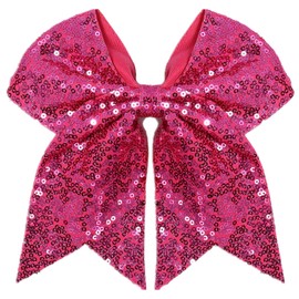 Pinzas para El Cabello con Lazos Grandes de Lentejuelas de 7", Pinza para El Cabello con Lazo de Animadora Rosa Fuerte con Brillantina, Lazos Grandes para El Cabello, Accesorios para El Cabell