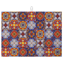 Talavera Mexican Tiles Dish Drying Mat for Kitchen Counter Microfiber Absorbent Dish Kitchen Drying Mat Draining Reusable Washable for Dishes/Utensils/Counterto