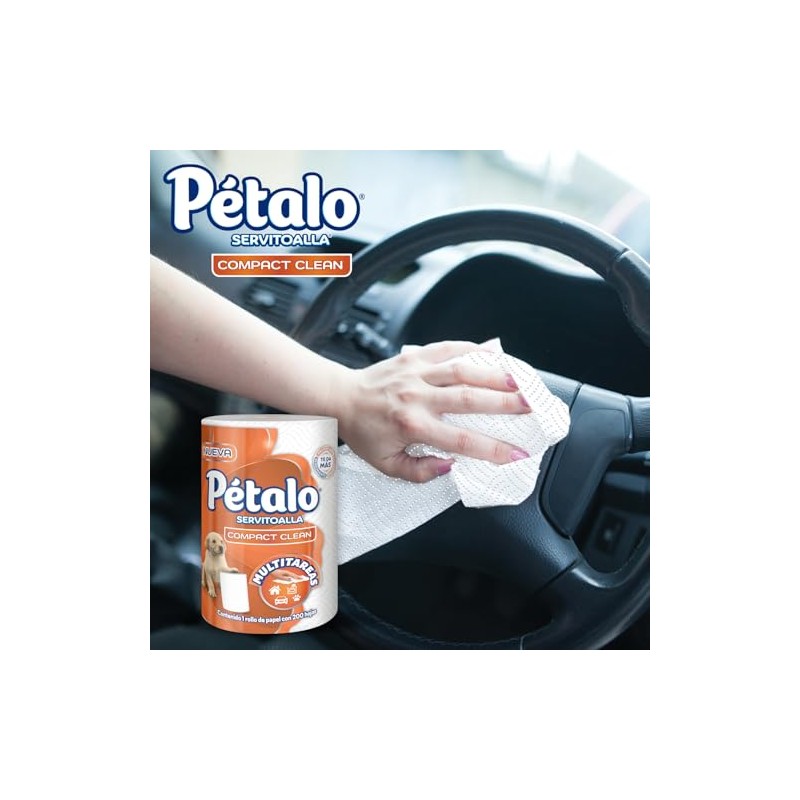 Pétalo Compact Clean, Servitoalla, 1 Rollo con 200 Hojas, Multitareas