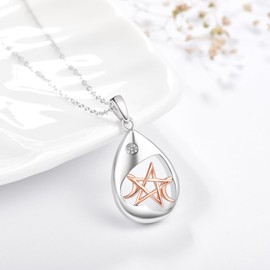 TANGPOET Ash Necklace 925 Sterling Silver Urn Necklace for Ashes Memorial Cremation Jewellery Heart Ash Keepsake Pendant with Funnel Filler Kit, Sterling Silver