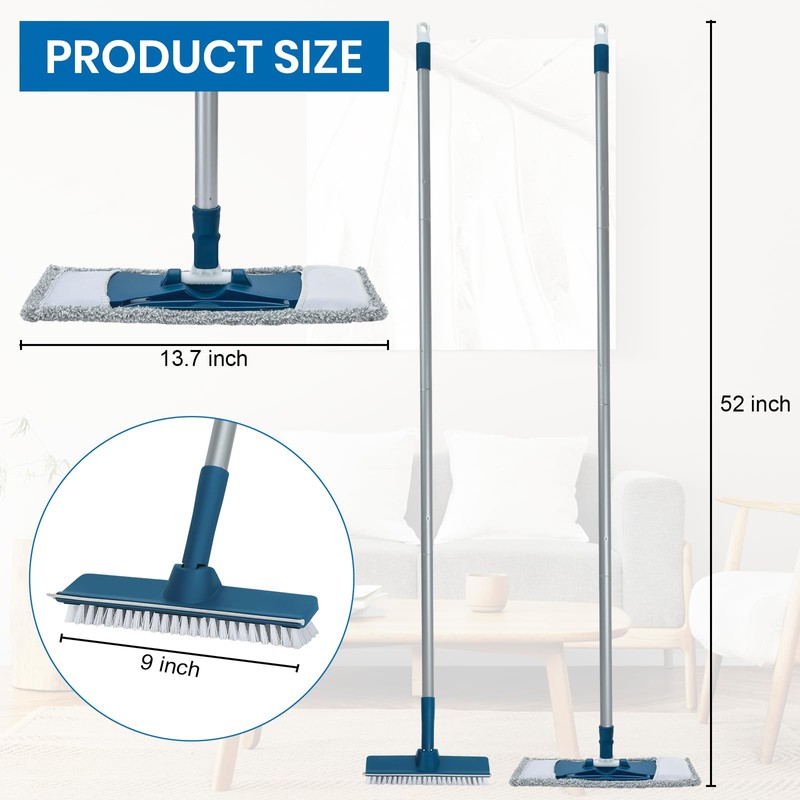 Collapsible Mop and Bucket Set with Scrub Mop and Brush,
