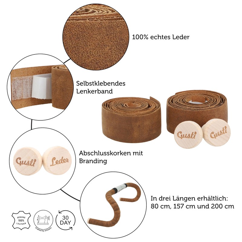 Gusti Adri V Leather Handlebar Tape Size 200 cm Genuine