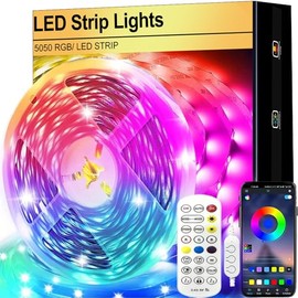 FOLAI FOLAI Led Strip 5m, Bluetooth Music Sync, Timer-Einstellung RGB LED Streifen, Farbwechsel Led Lichterkette mit Fernbedienung Leiste Band fr Schrankdeko, Party, Zuhause, Schlafzimmer, Dimmbar (5M)