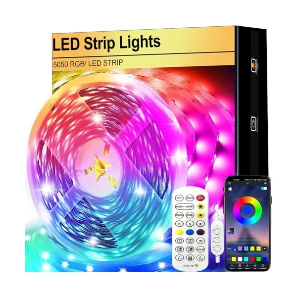 FOLAI FOLAI Led Strip 5m, Bluetooth Music Sync, Timer-Einstellung RGB