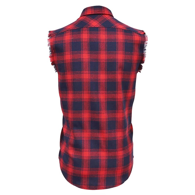 LOGEEYAR Men Plaid Sleeveless Shirt Leisure Button Down Vest Shirt