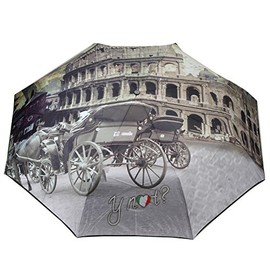 Ynot? Y Not Pocket Umbrella with Open/Close Automatic Printed City Rome, multicoloured
