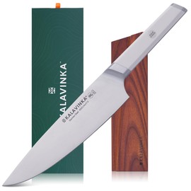 KALAVINKA 8 Inch Cooking Knife, Razor Sharp Edge Retention, German Steel Blade with Comfortable Handle, Bonus Sheath, Gift-Ready (RUPA)