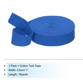 TA-VIGOR Cotton Twill Tape Ribbon 25mm, 10 Yards Bias Binding Tape Bunting Tape Soft Natural Herringbone Webbing Tape Roll for Sewing Dressmaking Gift Wrapping DIY Craft, Sapphire Blue