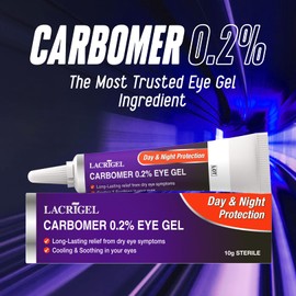 Lacrigel CARBOMER 0.2% - Eye Gel for Dry, Tired, and Red Eyes - Soothes Irritation, Reduces Soreness - 24x7 Day and Night Protection - Safe and Premium Formulation - Sterile Pack of 10g