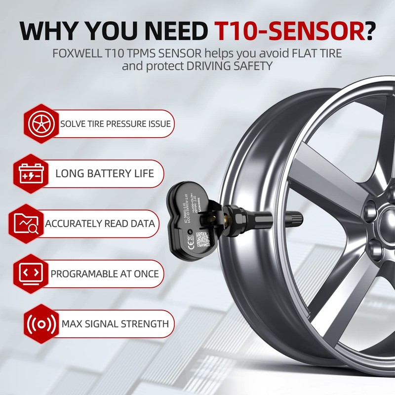 Foxwell T10 Programable Universal TPMS Sensor 433/315Mhz.