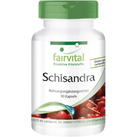 Fairvital | Schisandra Kapseln - 150mg Schisandra Extrakt pro Kapsel - HOCHDOSIERT - Wu Wei Zi (Schisandra chinensis) - standardisiert auf 9% Schisandrin - VEGAN - 90 Kapseln