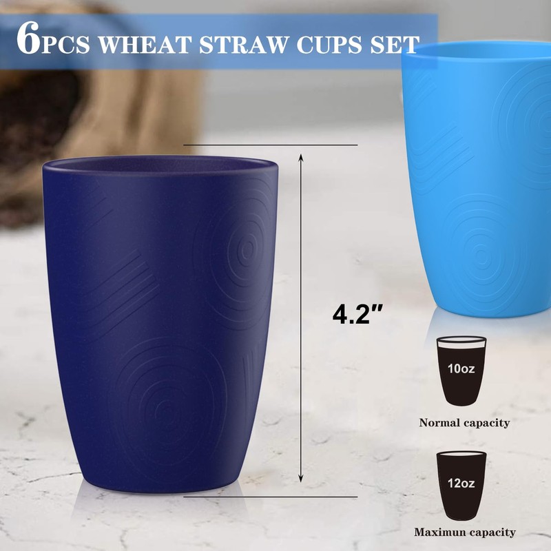 Homienly Cup Sets for Kitchen 12oz Wheat Straw Cups Unbreakable