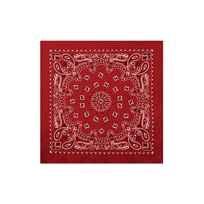 Red With Black Print Trainmen Paisley Bandana