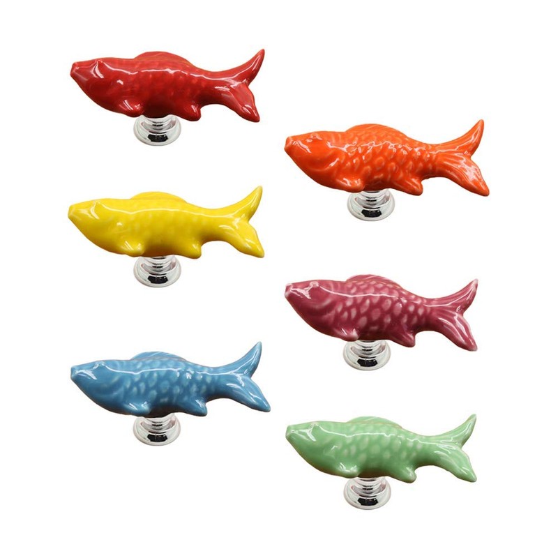 EleCharm Ayygift 6pcs Creative Cute Fish Cupboard Door Pull Handles