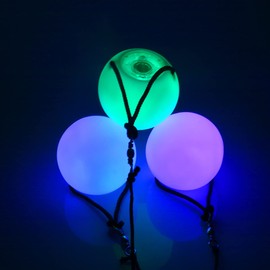 Tomson LED Poi Balls Light Spinning Flow Ball Toy Multi Color Light colorful health sport physical training LED ball toy LED poi ball Sets 2pcs (Round), White, 75x75x75MM