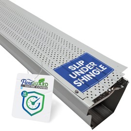 FlowGuard Slip Under Shingle Premium 50-Year Gutter Cover System - White Universal 5 Inch & 6 Inch Aluminum Gutter Guards, 102 Feet - by FlexxPoint, Made in The USA