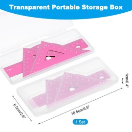 PATIKIL Dreieck-Lineal-Set, 15 cm metrisches Aluminium-Lineal, 45°60° Dreieck-Lineal und Winkelmesser, 4er Pack, Pink