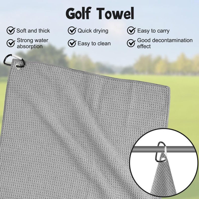 flintronic 4PCS Microfiber Golf Towel 40*40cm Carabiner Clip Waffle Pattern